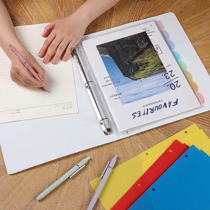 Mr. Pen- Clear Sheet Protectors with Tabs, 8 Tabs, 2 Sets, Clear Plastic Dividers for 3 Ring Binder, Insertable Index Page Divider Multicolor Tabs