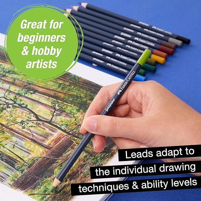 Faber-Castell Goldfaber Colored Pencils: Landscape Colored Pencils with Smooth Laydown, Rich Pigments, Break-Resistant Cores, Perfect for Nature Drawing, Outdoor Sketching & Adult Coloring (12 Count)
