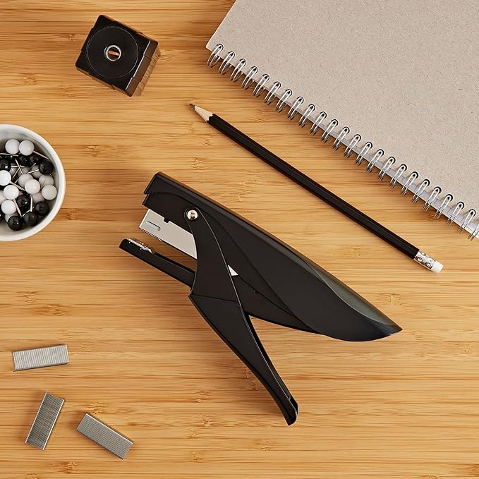 Amazon Basics Effortless Handheld Plier Stapler, 25 Sheet Capacity, Heavy Duty, Black