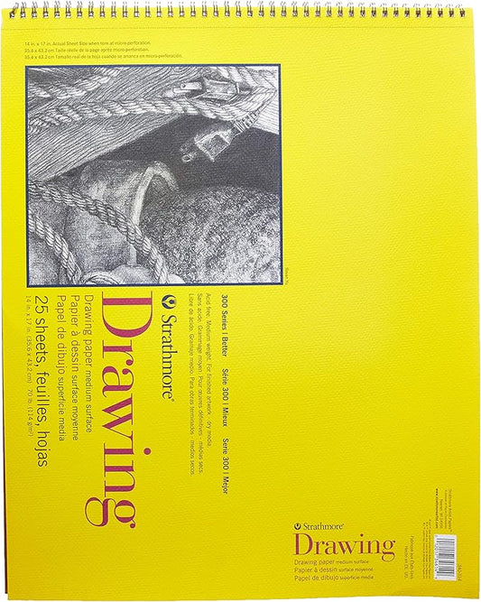 Strathmore 300 Series Drawing Pad, 14"x17" Wire Bound, 50 Sheets