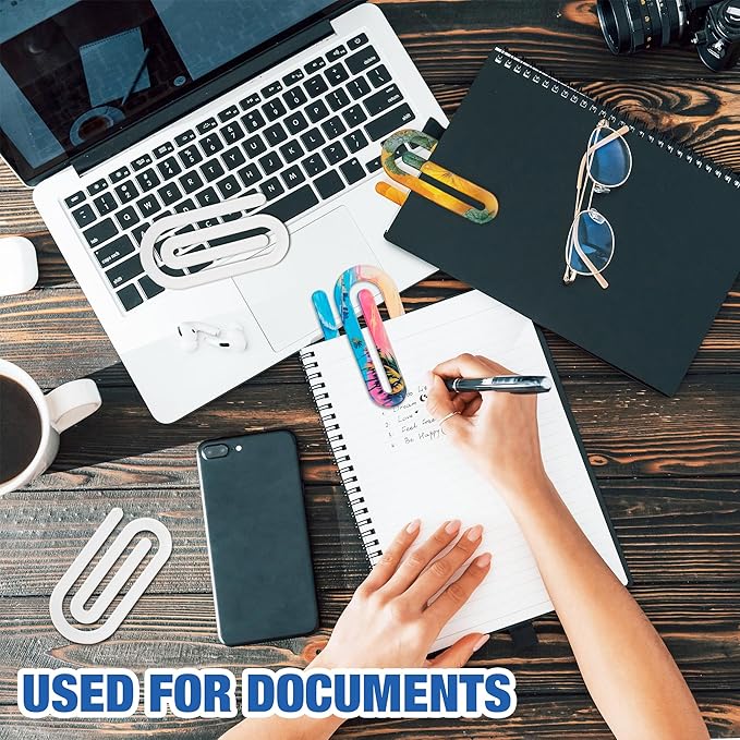 48 Pack Acrylic Sublimation Paper Clips Blanks, 4" X 2" 24Pcs Jumbo Sublimation Paper Clips with 24Pcs Gift Bags Personalized Paperclips Bookmark for DIY Crafts, Home Office School Supplies