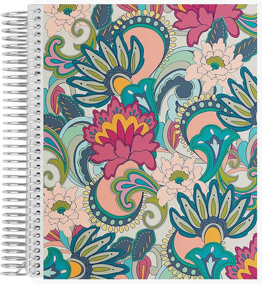 Erin Condren 7" X 9" Spiral Bound Productivity Notebook - Playful Paisley, Functional 160 Lined Page and 80Lb Thick Paper Spiral Notebook, Stickers Included