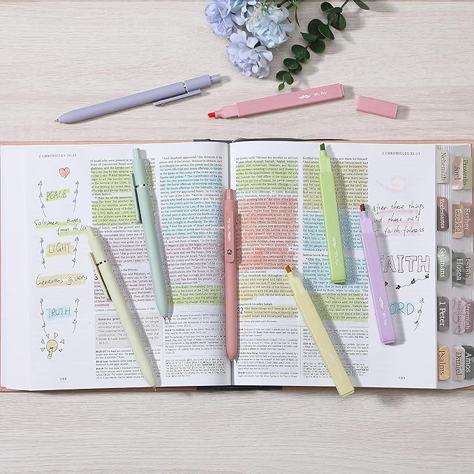 Mr. Pen- Aesthetic Highlighters and Gel Pens, 10 Pack, Assorted Color Bible No Bleed, Black Ink, Highlighter for Bibles