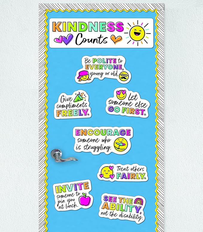 Carson Dellosa Kind Vibes Motivational Mini Bulletin Board Set—Kindness Counts Header With Inspirational Messages, Homeschool or Classroom Decor (15 pc)