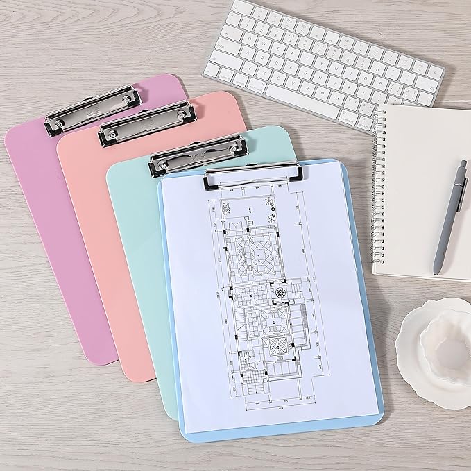 Mr. Pen- Plastic Clipboard, 12.5" x 9", 2 Pack, Silk Cream Clipboard Plastic, Low-Profile Metal Clip with Retractable Hanging Hole