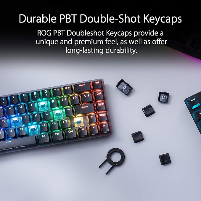 ASUS ROG Falchion NX 65% Wireless RGB Gaming Mechanical Keyboard | ROG NX Red Linear Switches, PBT Doubleshot Keycaps, Wired / 2.4G Hz, Touch Panel, Keyboard Cover Case, Macro Support