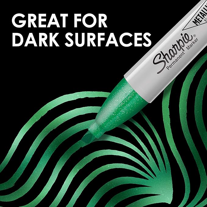 Sharpie Metallic Permanent Markers, Chisel Tip, Assorted Colors, 3 Count
