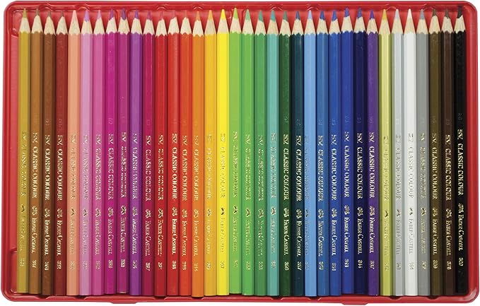 Faber-Castell Classic Colored Pencils Tin Set, 36 Vibrant Colors In Sturdy Metal Case - Premium Children's Art Products