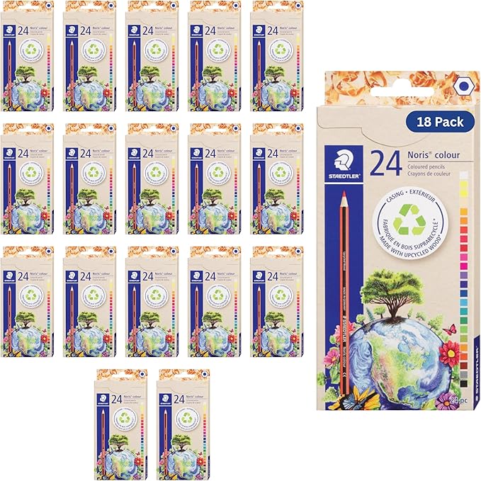 STAEDTLER Colored Pencils 18-Pack (18 sets of 24 pcs) for School Supplies - Break-Resistant Lead, Sustainably Made, Vibrant Colors for Artists & Students, 432 Count