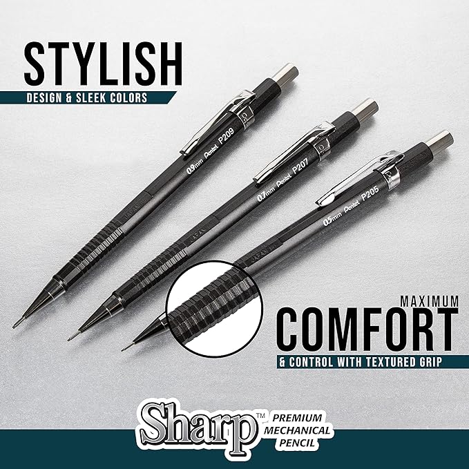 Pentel Sharp Mechanical Pencil, (0.3mm), Extra Fine Line, Brown Barrel, Pack of 4 (P203PF4E)