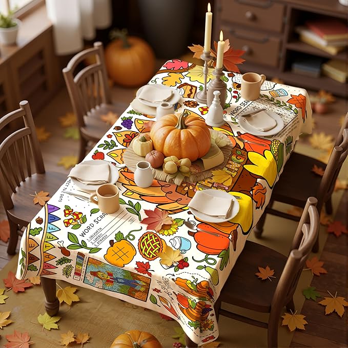 JOYIN Thanksgiving Decorations Giant Coloring Poster Tablecover, 30 x 72 Inches Thanksgiving Turkey Themed Tablecloth for, Versatile Coloring Crafts Kit for Fall School Party Supplies, Special Events