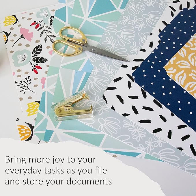 Cute File Folders, Set of 24 3-Tab Letter Size Decorative File Folders Boho Manilla 8.5 x 11 – Pretty Designer Home Office School Supplies (Sublime)