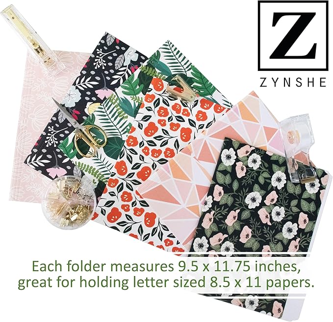 Cute File Folders, Set of 24 3-Tab Letter Size Decorative File Folders Boho Colored Manilla 8.5 x 11 Filing – Pretty Designer Home Office School Supplies (Enchantment)