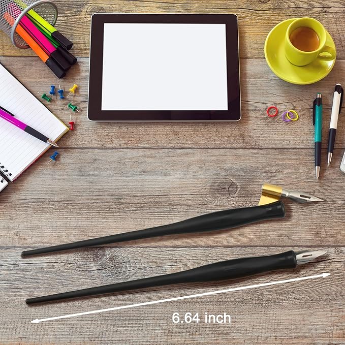Zonon 2 Sets Oblique Calligraphy Dip Pen Set Include 2-in-1 Calligraphy Oblique Pen or Straight Holder with 8 Pcs Replacement Nibs