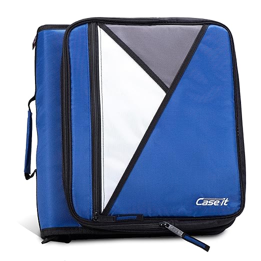 Case-it The Universal Zipper Binder - 2 Inch O-Rings Padded Pocket That Holds up to 13 Laptop/Tablet Multiple Pockets 400 Page Capacity Comes with Shoulder Strap Midnight Blue LT-007 (Pack of 6)
