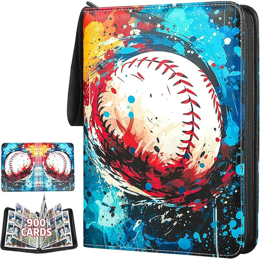 Baseball Card Sleeves Binder 900 Pockets for Trading Card, 9 Pocket Sports Card Binder Baseball Card Holder Compatible with Topps Baseball Card, Football Card, Baseball Card, Sport Card