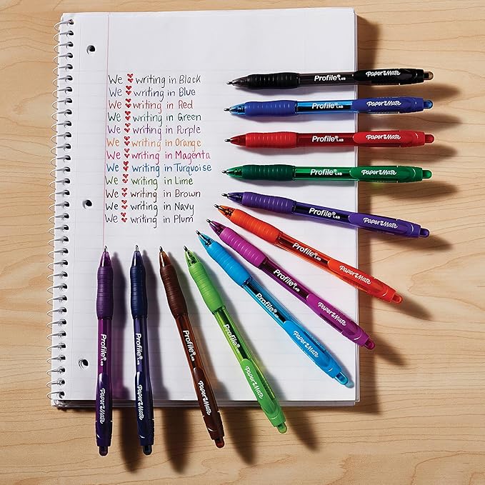 Paper Mate Profile Retractable Ballpoint Pens, Bold Point (1.4mm), Blue, 12 Count (Pack of 12)