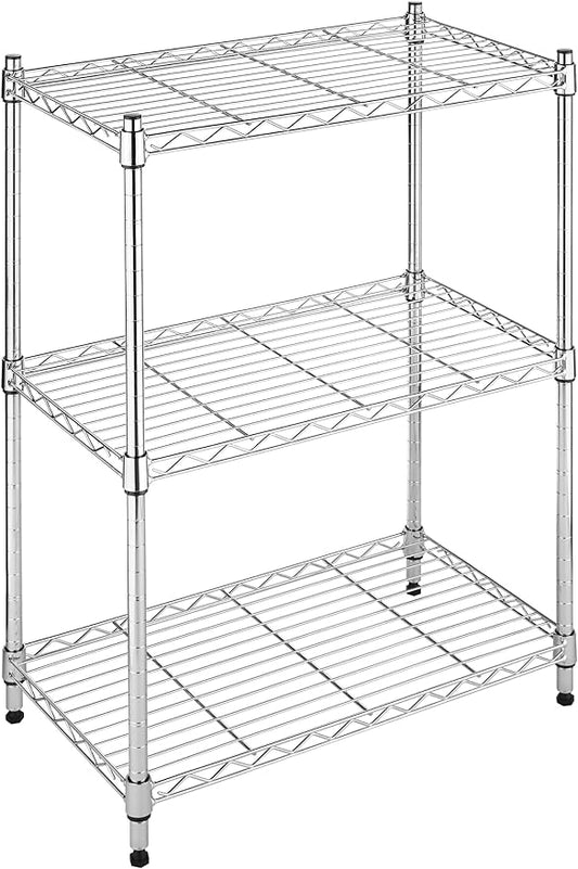 Whitmor 3-Tier Shelving Unit, Metal Storage Shelves, Easy Assembly Home Organizer for Pantry, Kitchen, Garage, Plant, 23" L x 13" W x 30" H