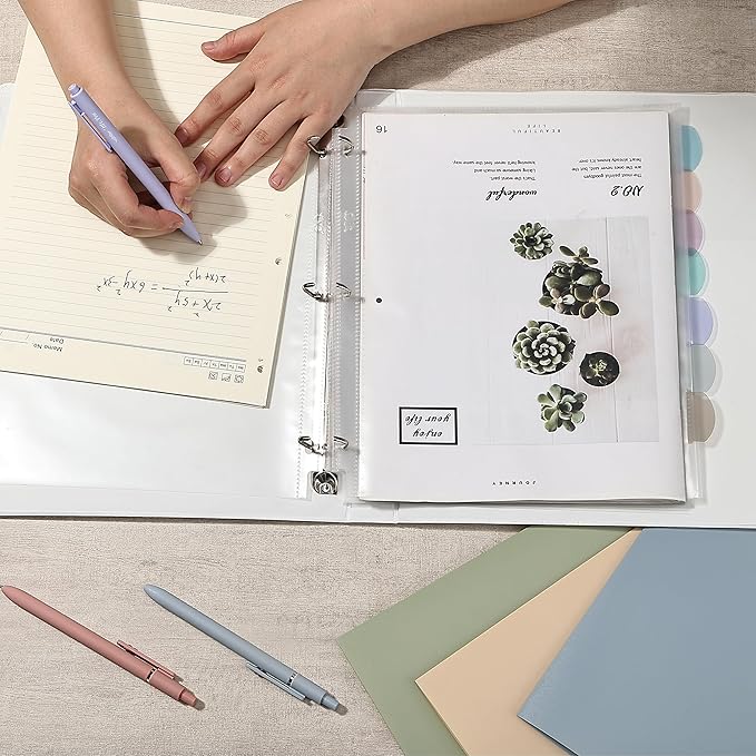 Mr. Pen- Clear Sheet Protectors with Tabs Bulk, 8 Tabs, 24 Sets, Clear Plastic Dividers for 3 Ring Binder, Insertable Index Page Divider Multicolor Tabs