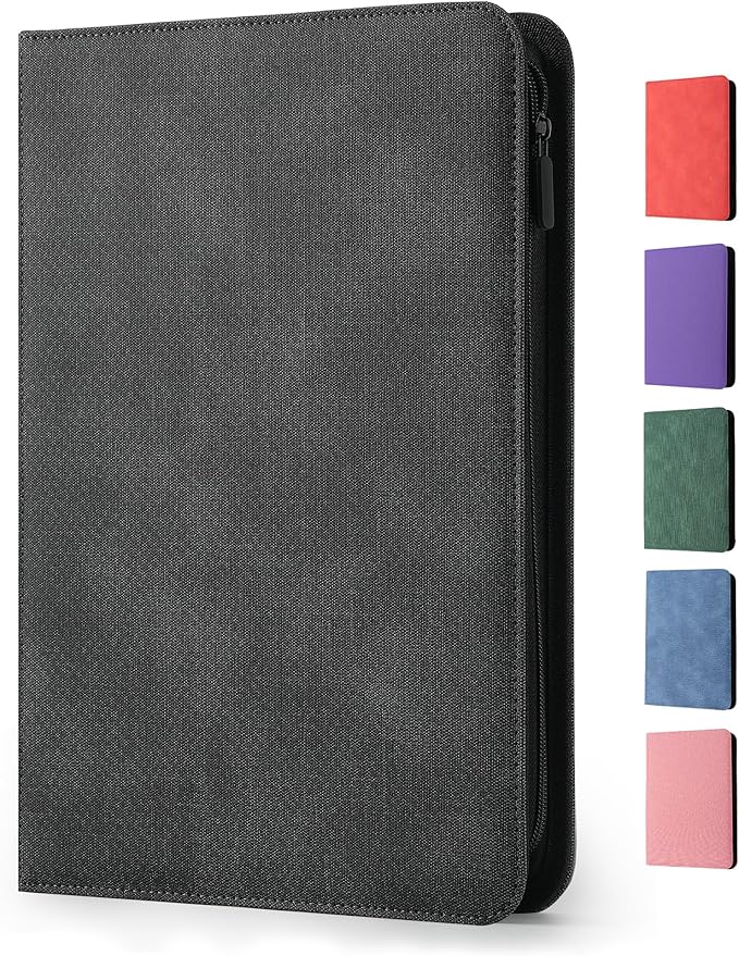 Card Binder 9 Pocket - Premium Card Collection Binder for 360 Cards, Durable Side-Loading Card Album with Zipper, Perfect for TCG, MTG, and Sports Cards, Black