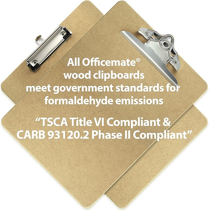 Officemate Recycled Wood Clipboards, 6 Inch Clip, 24 Pack Clipboards, Letter Size (9 x 12.5 Inches), Brown (83724)