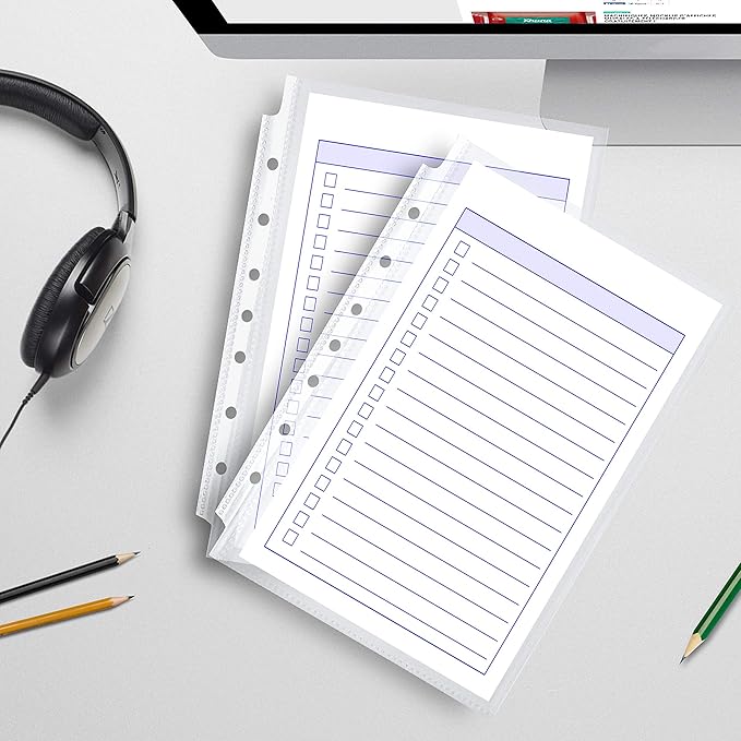 RUBEX Mini Heavyweight Sheet Protectors - 100 Sheets | Top Loading, Reinforced 7-Hole 5.5 x 8.5 Inch | Mini Ring Binders for Page Protectors, Acid-Free, Archival Safe for Documents and Photos