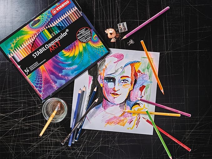 Aquarellable Coloring Pencil - STABILOaquacolor - Tin of 24 - Assorted Colors