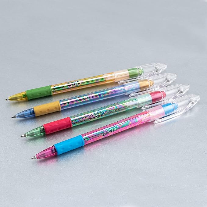 Pentel Arts Krazy Pop Iridescent Gel Pen, (1.0mm) Bold Line, Assorted Ink, Pack of 4 (K91PABP4M3)