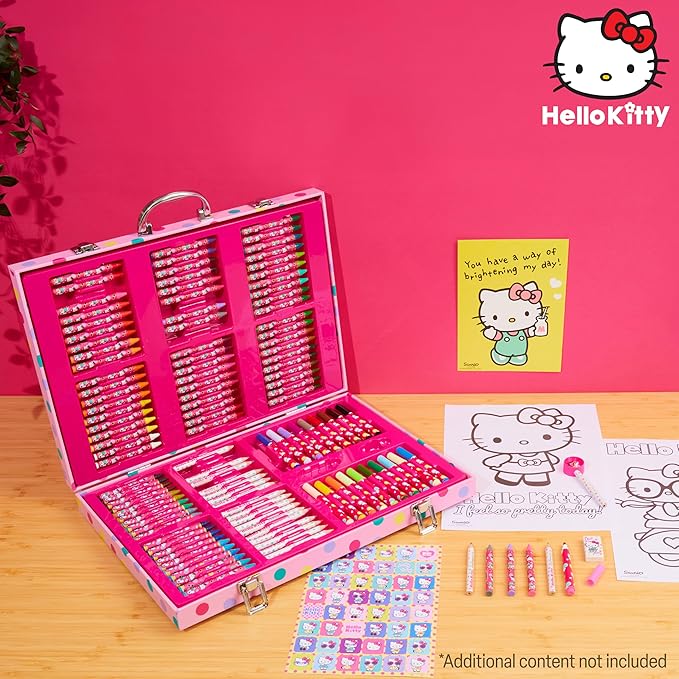 Hello Kitty Colored Pencils Art Supplies Drawing Kit School Supplies Painting Girls Drawing Pencils Art Kit Travel Case with Crayons Arts and Crafts for Kids 4-12
