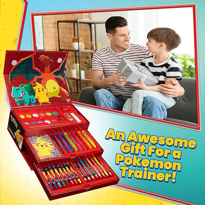 Pokemon Art Set, Colouring Sets for Children, Over 40 Art Supplies for Kids