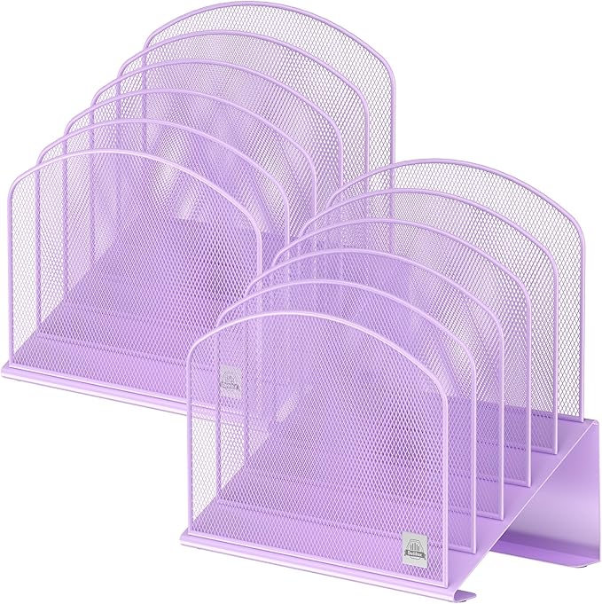 Inclined Desk File Organizer,Vertical File Folder Holder Stand Metal Rack File Sorter for Office Classroom Desktop Organization