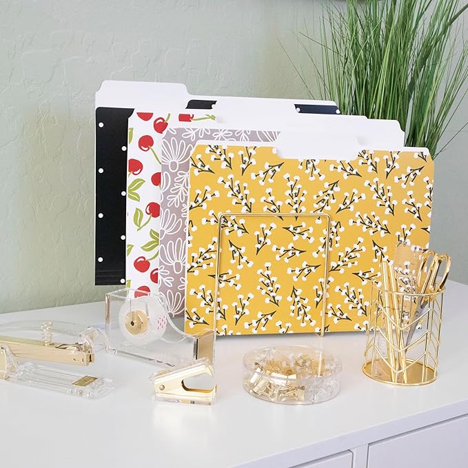 Cute File Folders, Set of 12 3-Tab Letter Size Decorative File Folders Boho Manilla 8.5 x 11 – Pretty Designer Home Office School Supplies (Mesmeric)