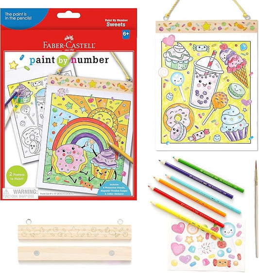 Faber-Castell Paint by Number Sweets - Kids Watercolor Paint by Number Craft (Ages 6+)