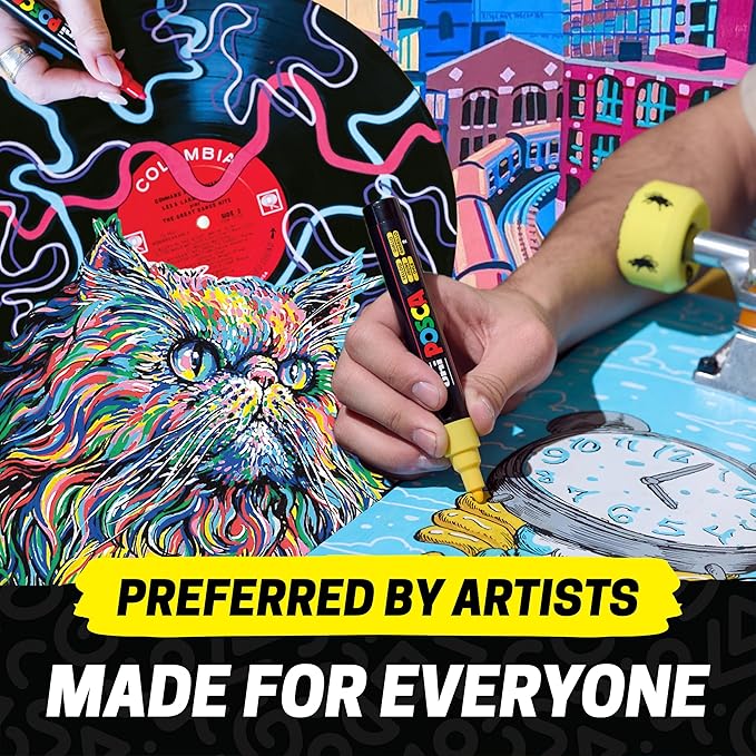 POSCA Canvas Paint by Number Kit, Swamp & Slither - 8 Markers with 2 Pre-Drawn Canvases - For All Artists and Holiday Gifting