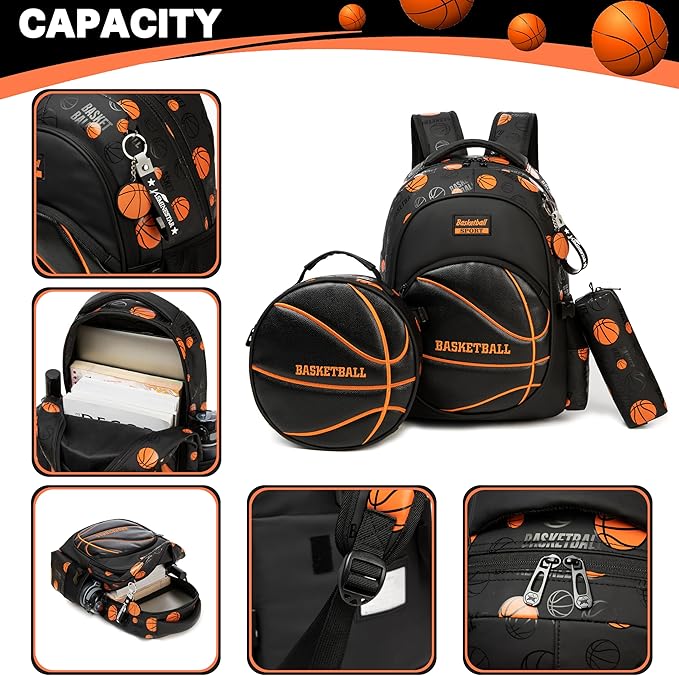 Boys' School Backpack with Lunch Box and Pencil Case - Ideal for Teens and Middle School Students