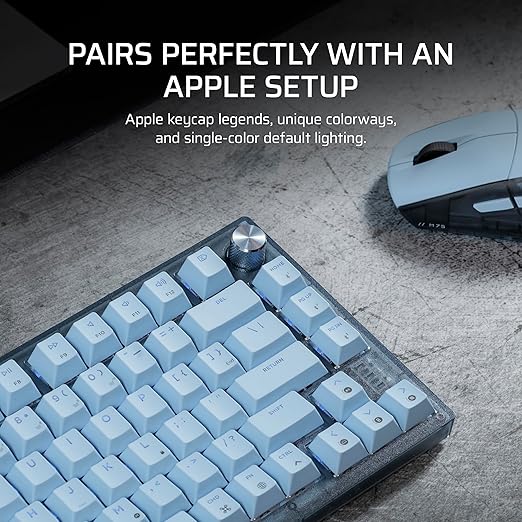 Corsair K65 Plus Wireless 75% RGB Hot-Swappable Mechanical Gaming Keyboard for Mac and iPad – Pre-Lubricated MLX Red v2 Linear Switches, Sound Dampening – QWERTY NA Layout – Frost White