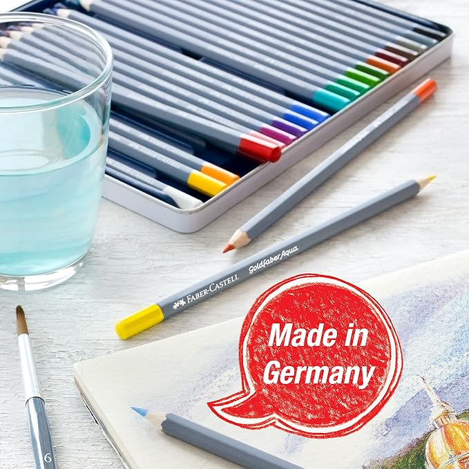 Faber-Castell Goldfaber Aqua Watercolor Pencils - Pre-Sharpened Water Colored Pencils (12 Count)