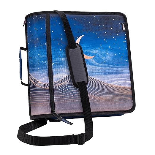 Case-it Mighty Zip Tab School Zipper Binder | 3-Inch O-Rings, 600-Sheet Capacity, 5-Subject Expanding File Folder, Multiple Pockets & Storage Organizer, Shoulder Strap | D-146 Desert Night