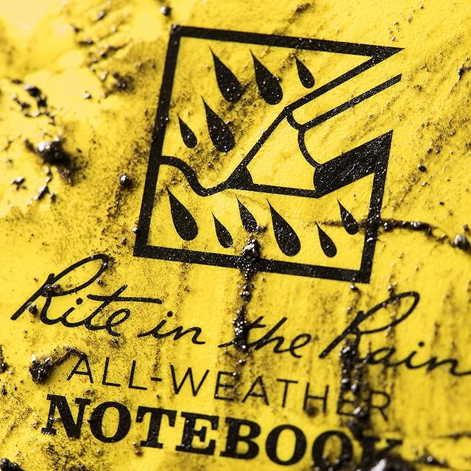 Rite in the Rain Weatherproof Side Spiral Notebook, 4.625" x 7", Yellow Cover, Journal Pattern, 3 Pack (No. 393L3)