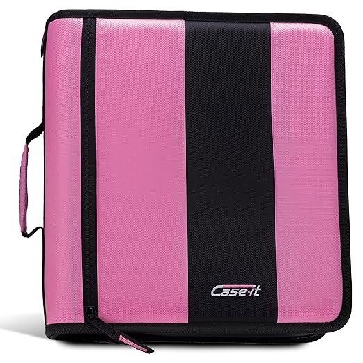 Case-it Classic Zipper Binder | 2-Inch O-Rings, 350 Sheet Capacity, Multiple Storage Pockets & Shoulder Strap | School & Office Organizer | D-251 Light Pink