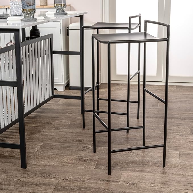 JONATHAN Y BSL1004A Svelte 30" Coastal Contemporary Iron Saddle-Seat Low-Back Bar Stool with Foot Rest for Home, Kitchen, Dining Room, Workspaces, Cafes and Resturants, Black Frame