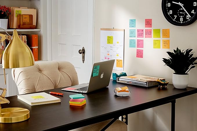 Post-it Super Sticky Notes, 3x3 in, 3 Pads, 2X The Sticking Power, Supernova Neons, Bright Colors, Recyclable (3321-SSMIA), (Pack of 48)