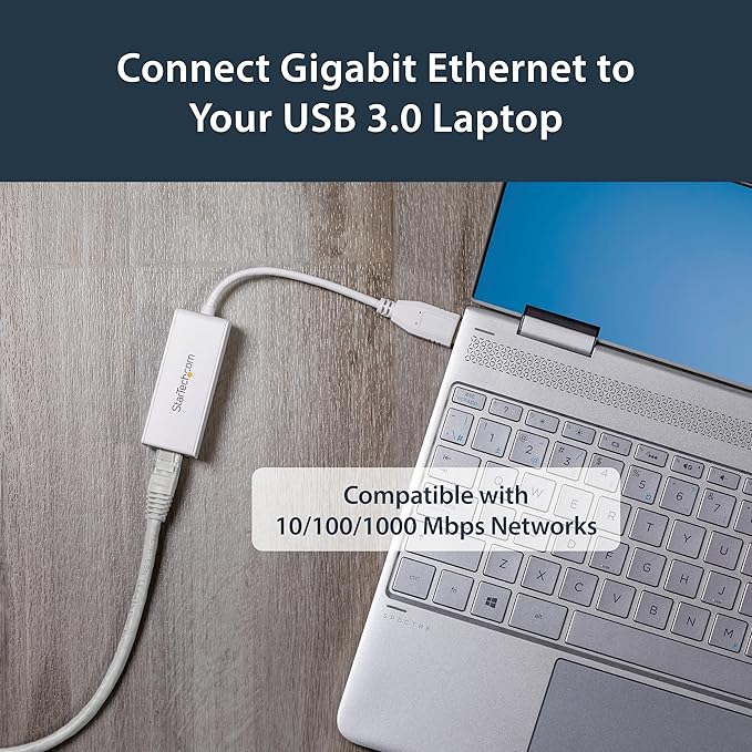 StarTech.com USB 3.0 to Gigabit Ethernet NIC Network Adapter - 10/100/1000 Network Adapter - USB to Ethernet LAN Adapter - USB to RJ45