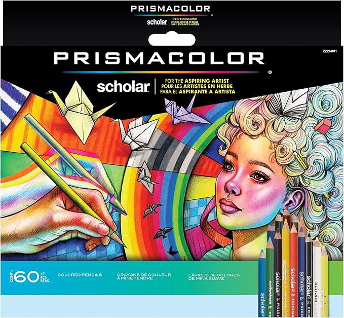 Prismacolor Scholar Colored Pencils, Art Supplies Perfect for Sketching, Drawing, Coloring, Assorted, 60 Count