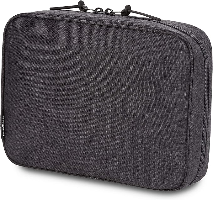 SWISSGEAR Portfolio Cord Organizer Case with Bonus Tablet Sleeve (10” x 7”) | Travel Tech Wire Case | Water Resistant | Zipper Closure – Grey Heather
