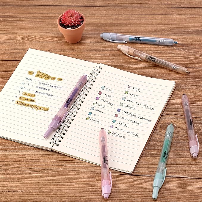 Mr. Pen- Retractable Highlighters Assorted Colors, 6 Pack, Pastel Colors, Click Highlighters Retractable Markers, Click Markers