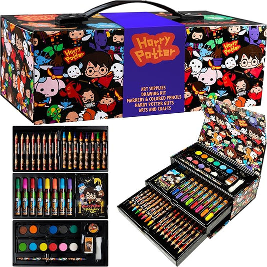 Harry Potter Gifts Colored Pencils 130pcs Art Supplies Drawing Kit School Supplies Painting Kids Drawing Pencils Art Kit Travel Case with Crayons (Multi)