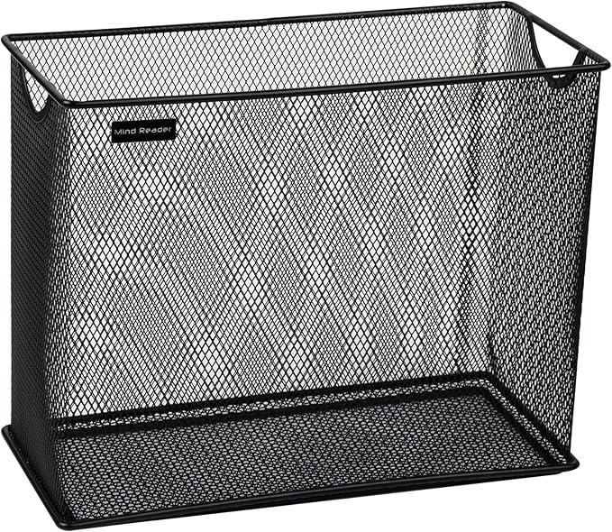 Mind Reader Vertical File Storage, Desktop Organizer, Hanging Files, Office, Metal Mesh, 12.25"L x 5.5"W x 10"H, Black