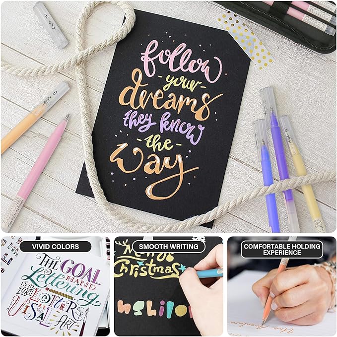 100 Colors 3D Acrylic Gel Pens & Black Paper Sketchbook for Drawing, 1mm Fine Point Acrylic Ink Pen, Opaque Archival Ink Pens for Black Paper Drawing, Sketching, Illustration, Card Making