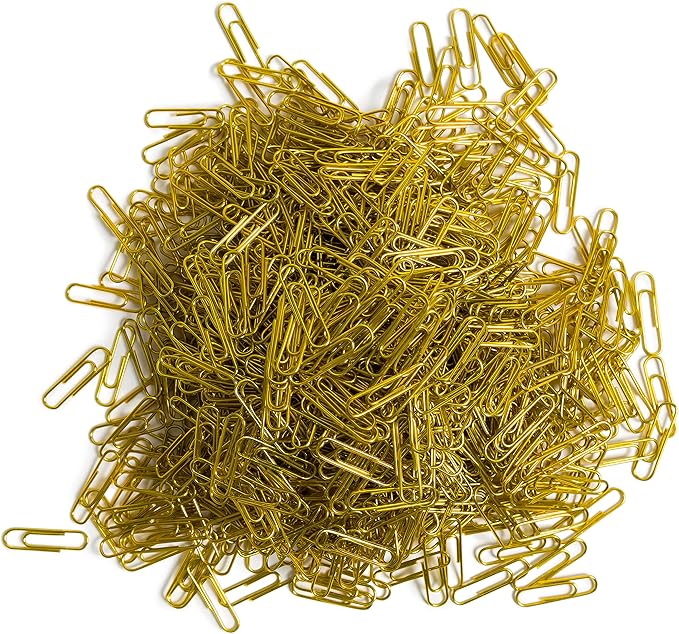 U Brands Paper Clips, Medium, Gold, 1000 Count